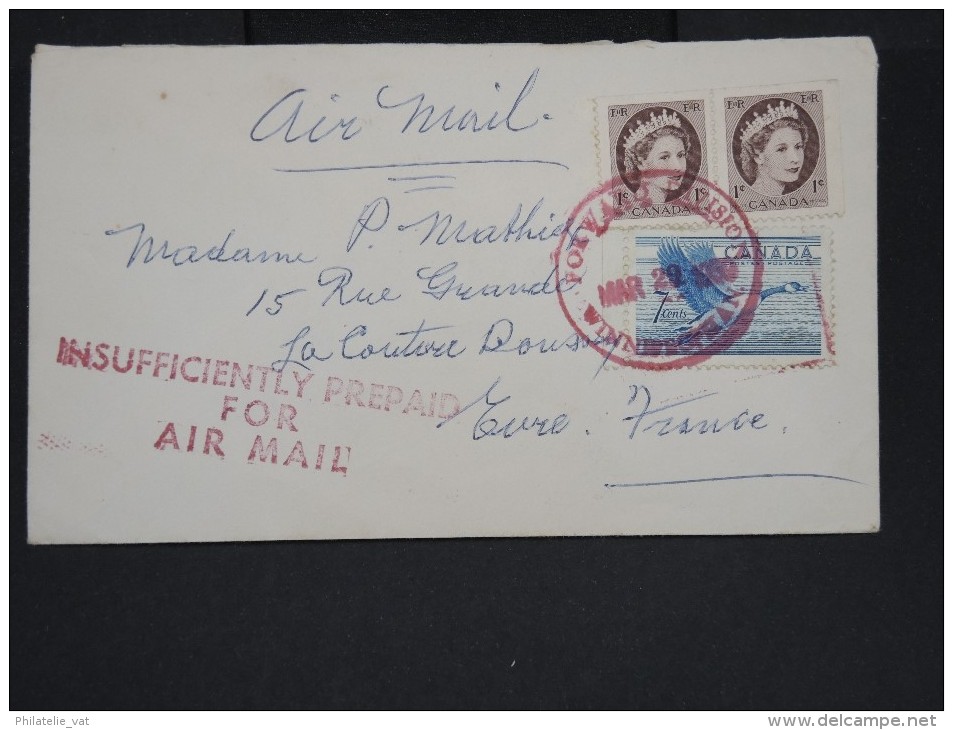 CANADA-Enveloppe De Winnipeg Pour La France En 1959 Avec Insufisance D 'affranchissement   à Voir P7258 - Lettres & Documents