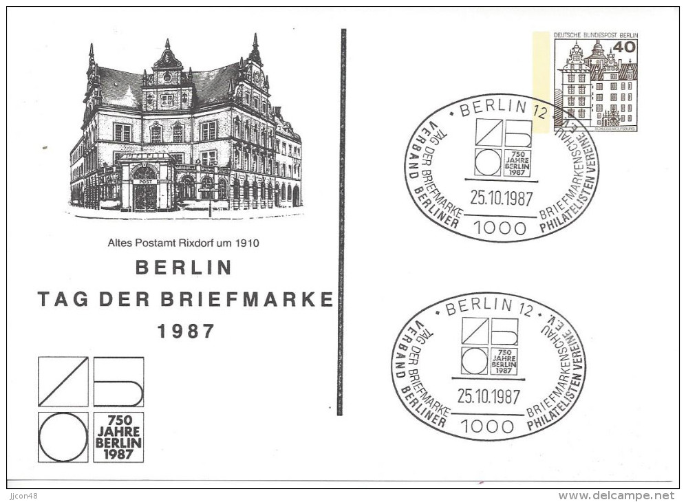 Germany (Berlin)  1987  Tag Der Briefmarke  Mi.PP80 - Privatpostkarten - Gebraucht