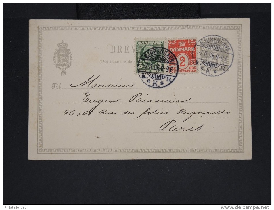 DANEMARK-Entier Postal +complément De Copenhague Pour Paris En 1906  à Voir P7297 - Ganzsachen