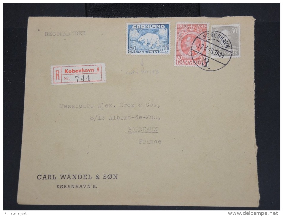 DANEMARK-Enveloppe En Recommandée De Copenhague Pour Paris En 1948  à Voir P7298 - Interi Postali