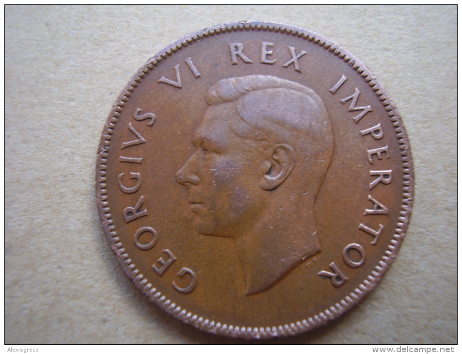 SOUTH AFRICA 1941 GEORGE V  ONE PENNY BRONZE USED COIN.in VERY NICE CONDITION. - South Africa