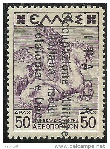 OCCUPAZIONE ITALIANA CEFALONIA E ITACA 1941 POSTA AEREA AIR MAIL D 50 DRX SINGOLO MH FIRMATO SIGNED - Cefalonia & Itaca