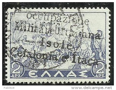 ITACA 1941 MITOLOGICA SOPRASTAMPATO DI GRECIA MYTHOLOGICAL GREECE OVERPRINTED D 2 DRX USATO USED OBLITERE´ - Cefalonia & Itaca