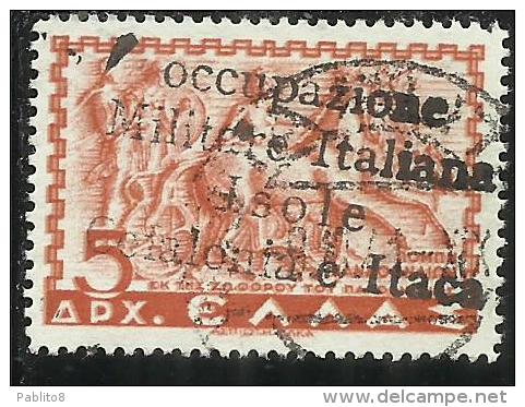 ITACA 1941 MITOLOGICA SOPRASTAMPATO DI GRECIA MYTHOLOGICAL GREECE OVERPRINTED D 5 DRX USATO USED OBLITERE' - Cefalonia & Itaca