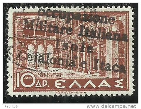 ITACA 1941 MITOLOGICA SOPRASTAMPATO DI GRECIA MYTHOLOGICAL GREECE OVERPRINTED D 10 DRX USATO USED OBLITERE´ - Cefalonia & Itaca