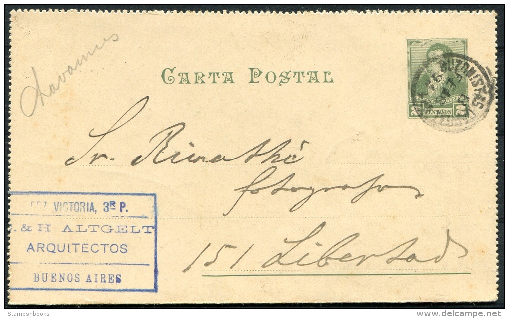 1895 Argentina Carta Postal Lettercard Stationery Arquitectos Architect Buzonistas - Covers & Documents