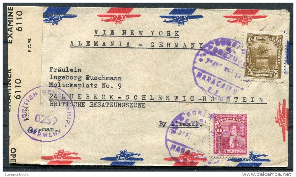 1940s Venezuels Airmail Maracaibo Censor Cover - Lubeck Germany - Venezuela