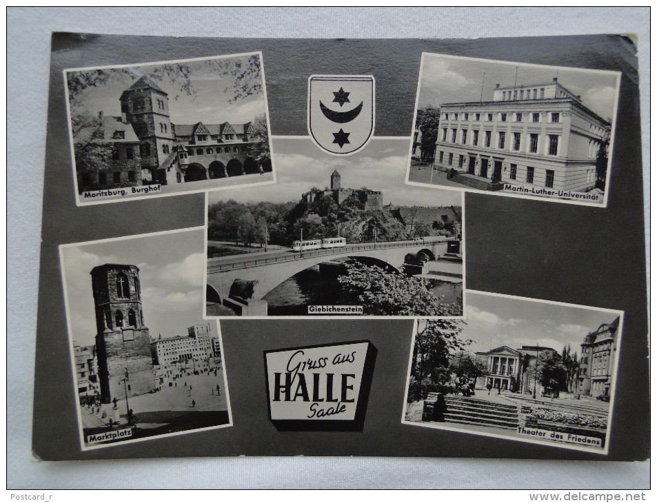 Germany Gruss Aus Halle/Saale Multi View Stamp 1964  A19 - Halle (Saale)