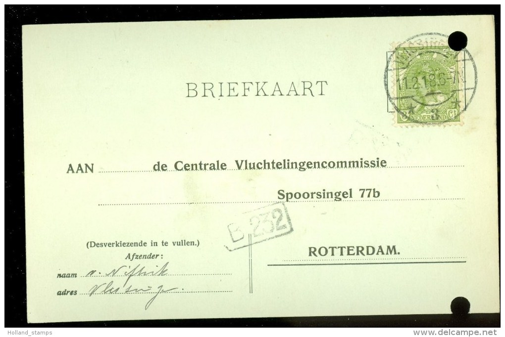 WW-1 * HANDGESCHREVEN BRIEFKAART COMITE VLUCHTELINGEN Uit 1918 Van VLISSINGEN Naar ROTTERDAM (9822A) - Brieven En Documenten