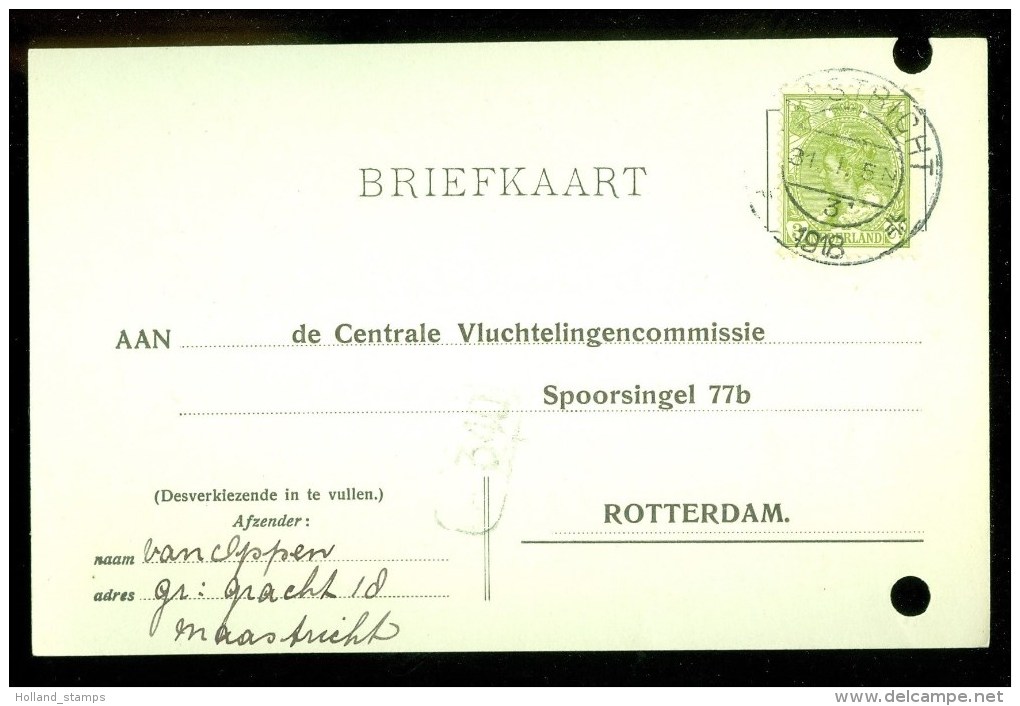 WW-1 * HANDGESCHREVEN BRIEFKAART COMITE VLUCHTELINGEN Uit 1918 Van MAASTRICHT Naar ROTTERDAM (9822b) - Brieven En Documenten