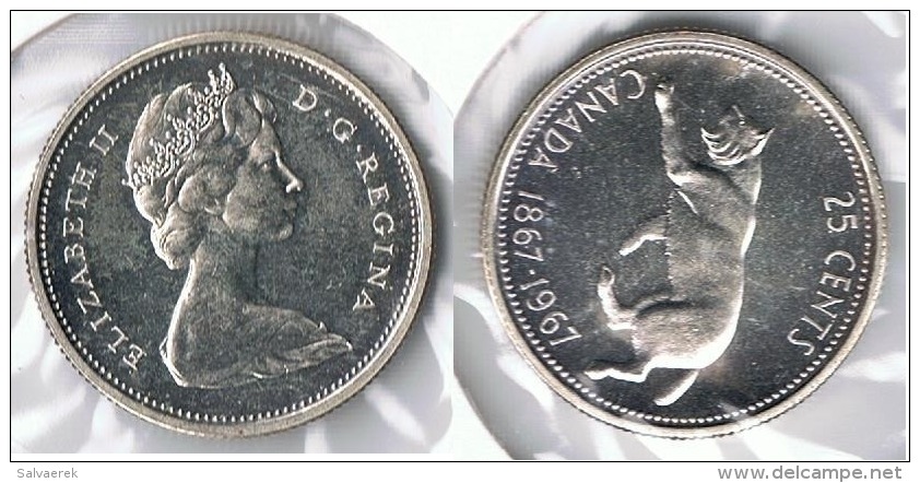 CANADA 25 CENTS  DOLLAR 1967 PLATA SILVER G1 - Canada