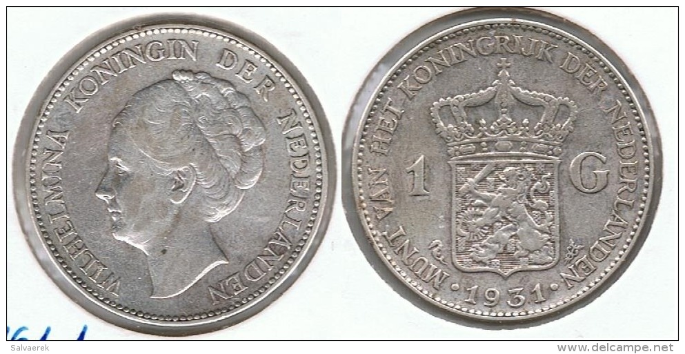 HOLANDA  GULDEN 1931 PLATA SILVER G1 - 1 Florín Holandés (Gulden)