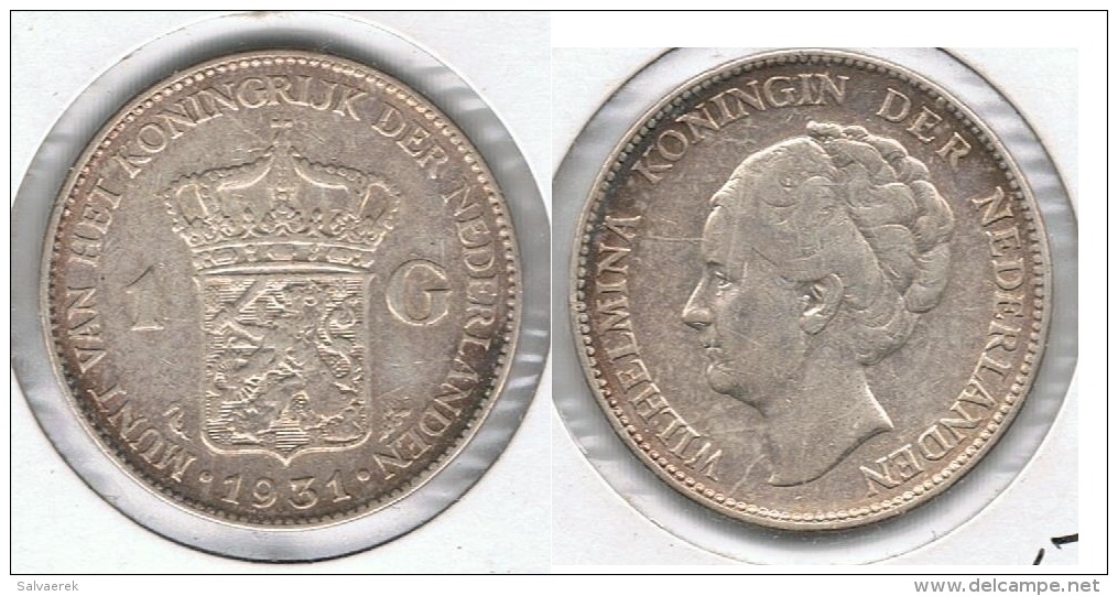 HOLANDA  GULDEN 1931 PLATA SILVER G2 - 1 Florín Holandés (Gulden)