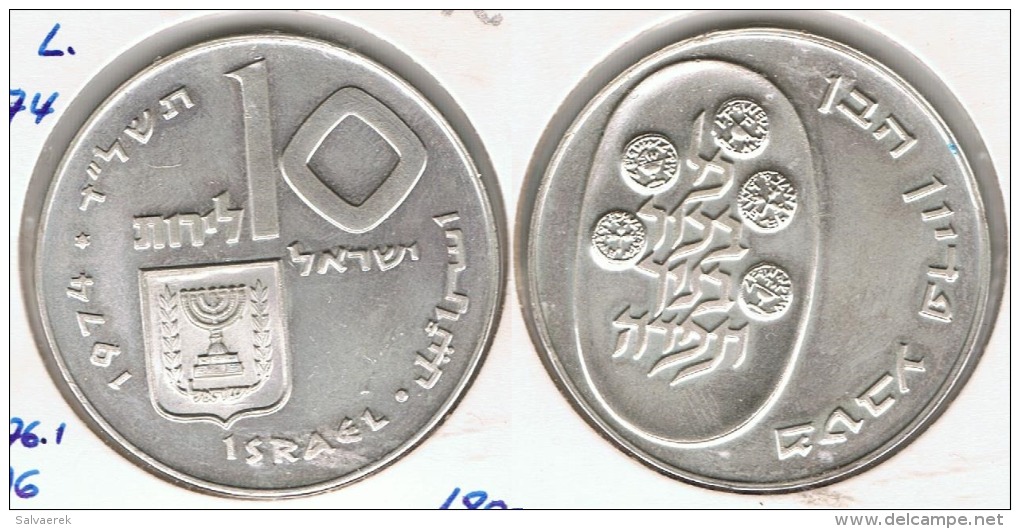 ISRAEL 10 LITOT 1974  PLATA SILVER G1 - Israel