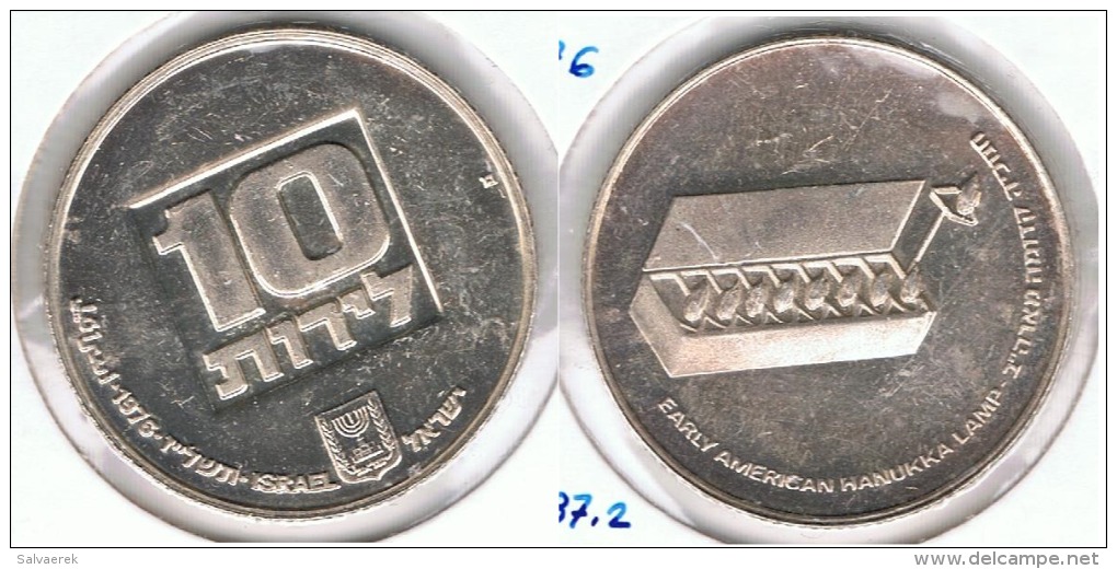 ISRAEL 10 LITOT 1976 LAMPARA PLATA SILVER G1 - Israël