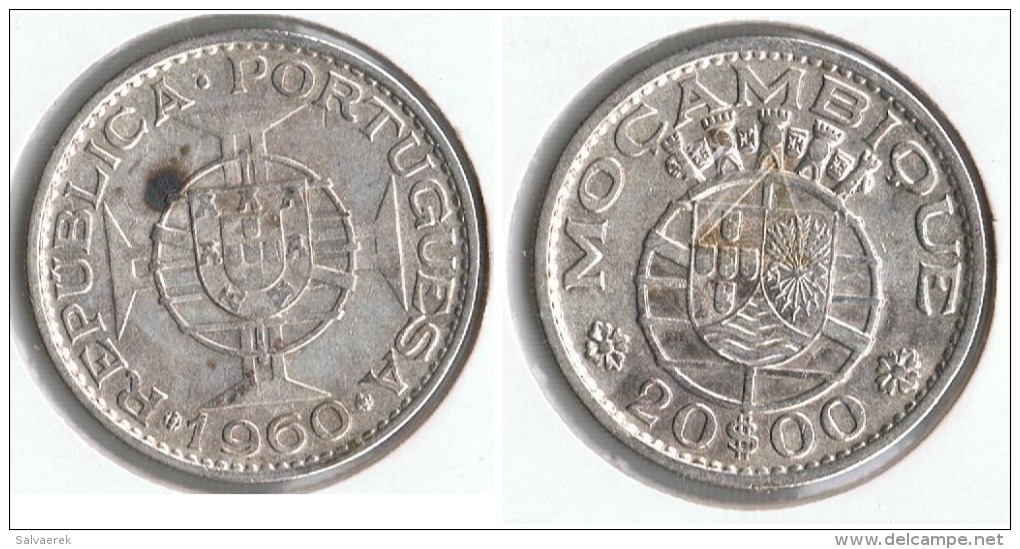 MOZAMBIQUE 20 ESCUDO 1960 PLATA SILVER G1 - Mozambique