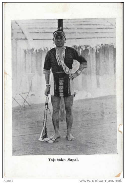 Tajubakn Sapai, Borneo Tribesman Native Ethnic Fashion, C1910s Vintage Card - Other & Unclassified