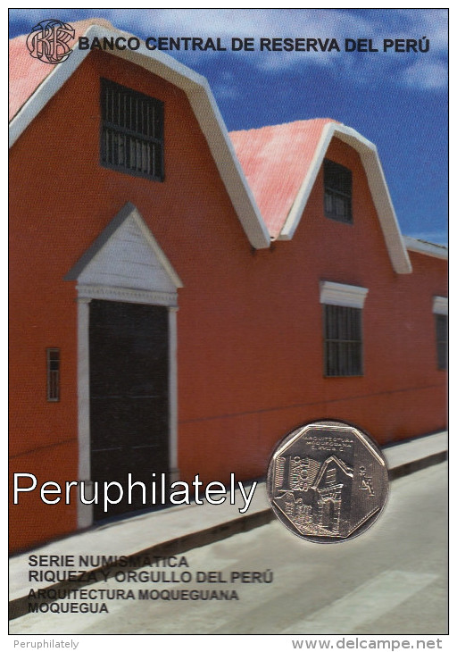 PERU 2015 , ARQUITECTURA MOQUEGUANA  , 1 NUEVO SOL , COIN ON CARD , MINT - Pérou