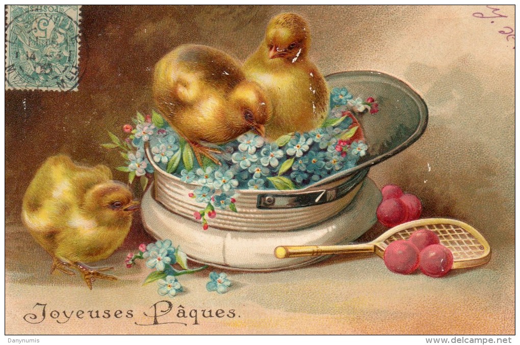 PÂQUES              Joyeuses PÂQUES                                     Carte Gaufrée - Easter