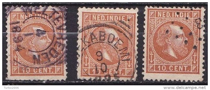 Ned. Indië: 1870 Koning Willem III 10 Cent Oranjebruin Kamtanding 12½  NVPH 9 K 3 X - Niederländisch-Indien