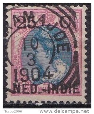 Ned. Indië: Vierkantstempel INDEAMAJOE Op 1900 Hulpuitgifte Zegels NL Overdrukt In Zwart 25 / 25 Ct  NVPH 35 - Netherlands Indies