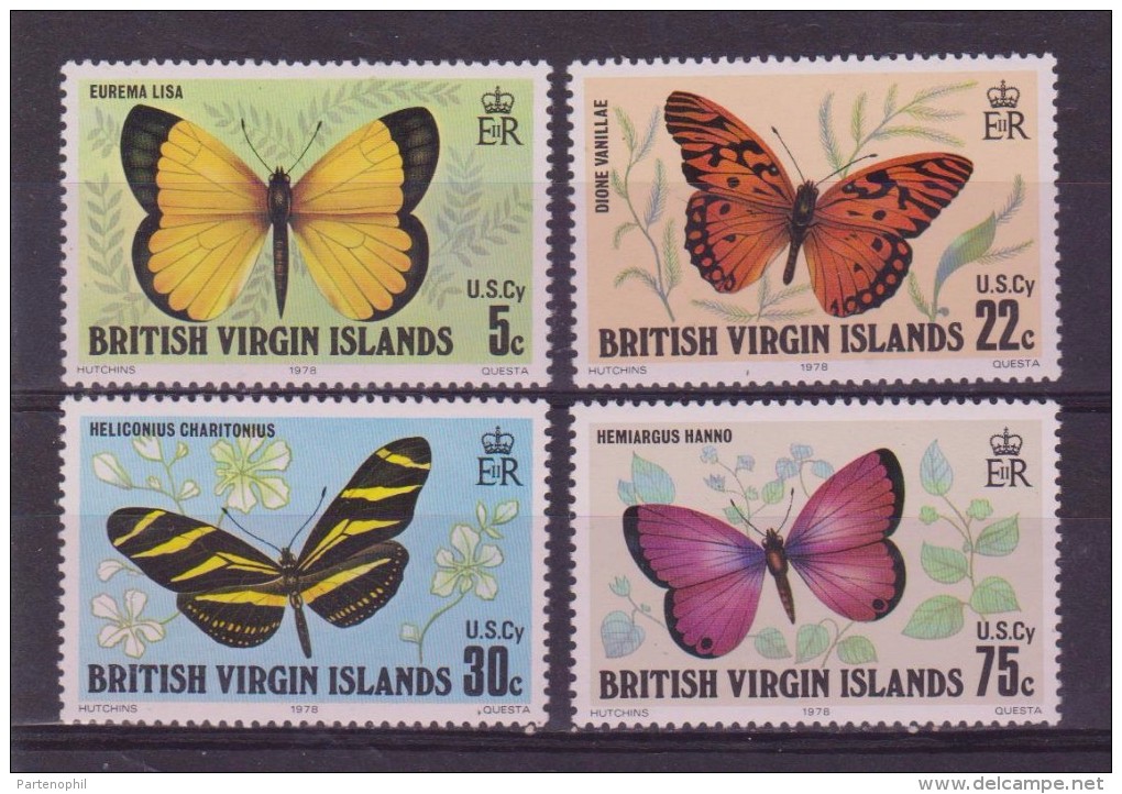 ** BR. VIRGIN IS. FARFALLE PAPILLON BUTTERFLI  4 V.  MNH - Farfalle