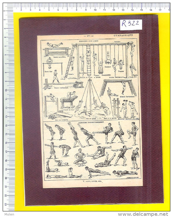 GYMNASTIQUE GYMNASTIEK GYMNASTICS * GRAVURE XIXé Ou XXé Ca.: 150 X 215 Mm * GYMNASTIK GINNASTICA ENGRAVING ETS R322 - Gymnastique