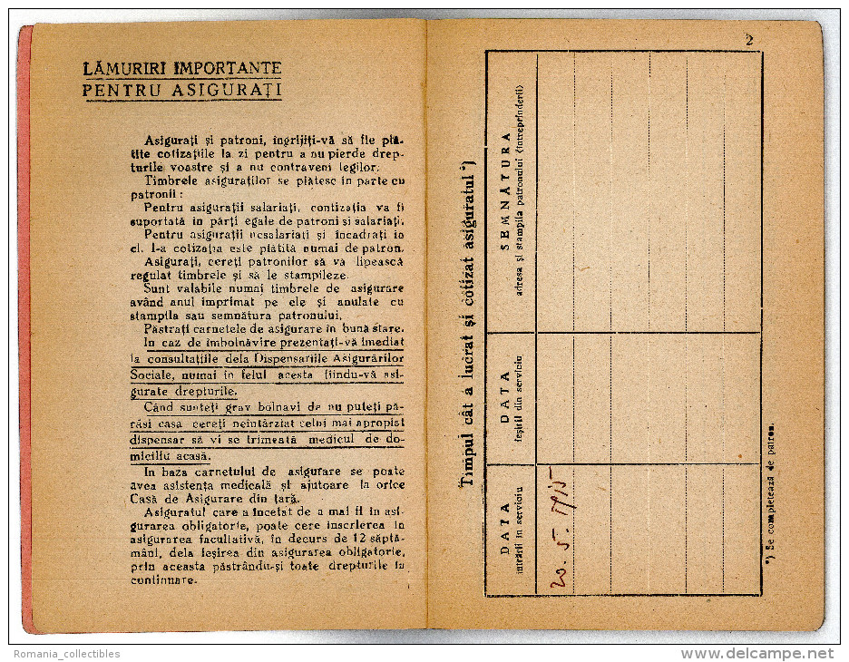 Romania, 1945, Social Insurance Member Card - Nice Franking, Many Postmarks - Postmark Collection