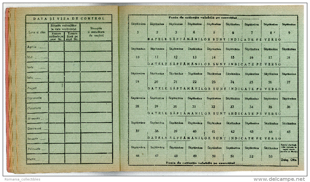 Romania, 1945, Social Insurance Member Card - Nice Franking, Many Postmarks