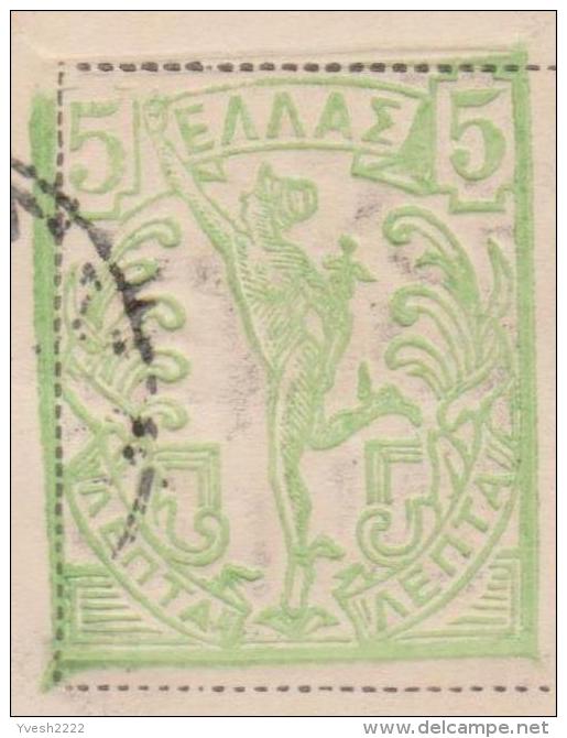 Grèce 1901. Entier Postal Timbré Sur Commande. Timbre Mal Imprimé, Sans Le Haut. Pour Le Brésil - Postal Stationery