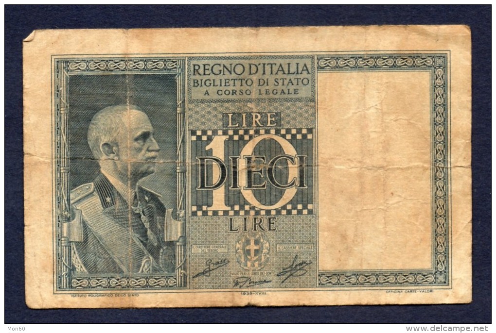 10 LIRE ITALIA 1939 BB - Regno D'Italia – 10 Lire