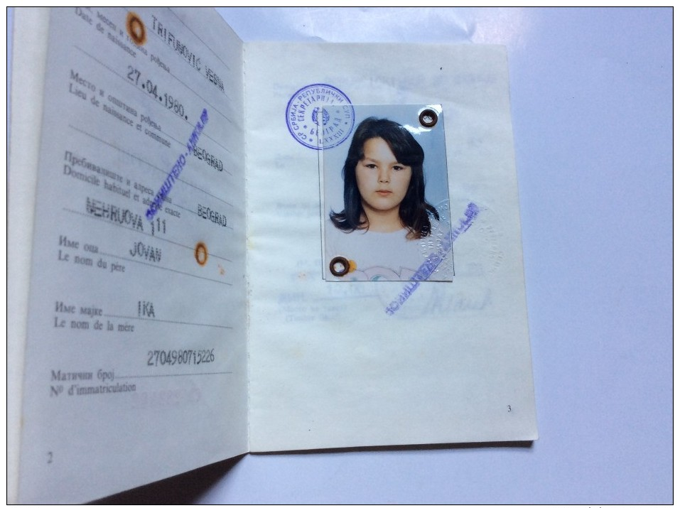 PASSAPORTO  PASSPORT    REISEPASS   1990.   YUGOSLAVIA  ( SERBIA )  VISA TO:   GREECE - Historical Documents