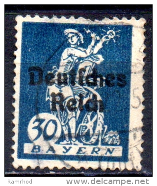 GERMANY 1920 Bavarian Stamps Overprinted -  30pf - Blue FU - Usados