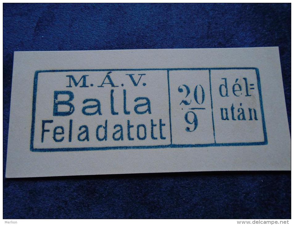 Hungary -M.Á.V. BALLA   Feladott  20/9. Délután - Railway - SPECIMEN  Postmark  -handstamp  J1228.19 - Hojas Completas