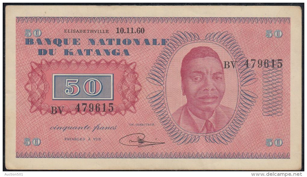 B00393  50 Francs Tshombé 10.11.60 TTB - République Démocratique Du Congo & Zaïre