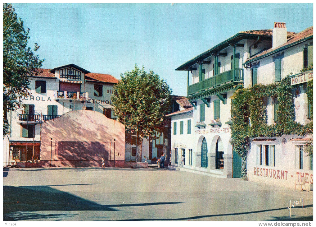 64 ASCAIN Pays Basque  La Place Le Fronton L´hôtel De La Rhune Où Pierre Lotiv écrivit Ramuntcho - Ascain