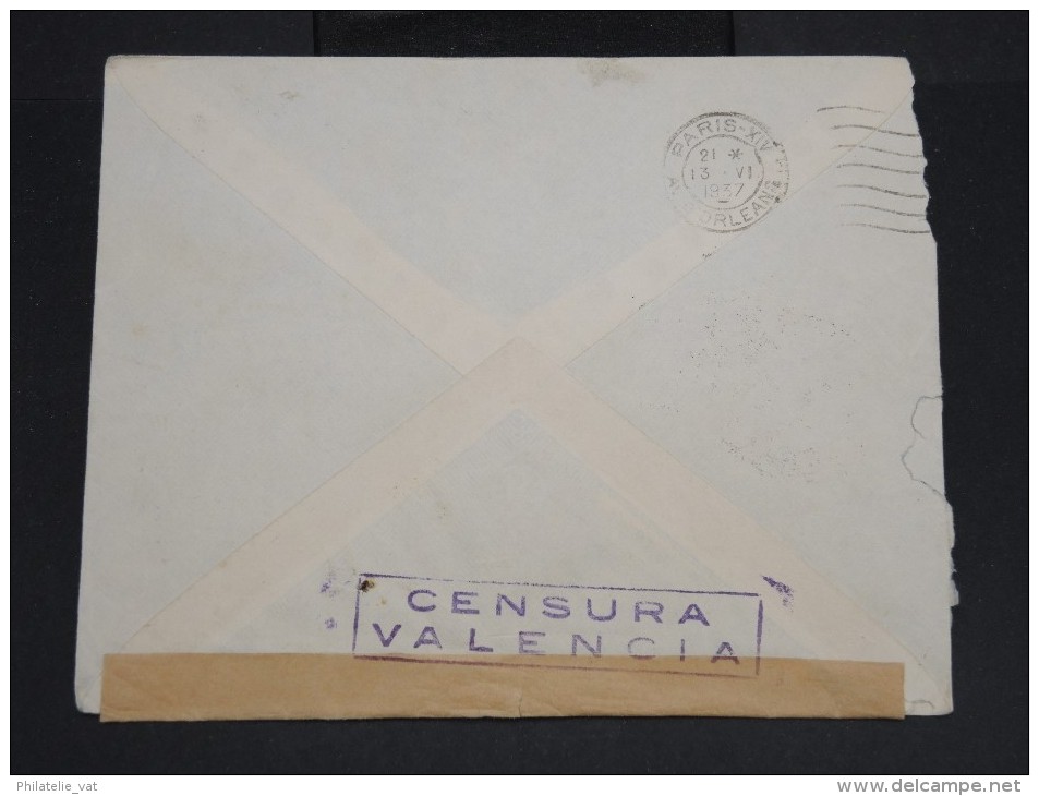 ESPAGNE - Enveloppe De Carcagente Pour La France En 1937 Avec Censure De Valencia -  à Voir P7311 - Nationalists Censor Marks