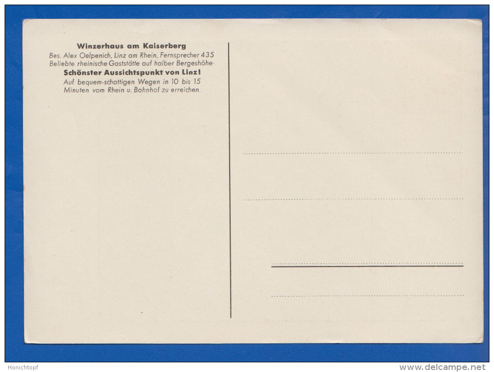 Deutschland; Linz Am Rhein; Winzerhaus Am Kaiserberg; Dünnes Papier - Linz A. Rhein