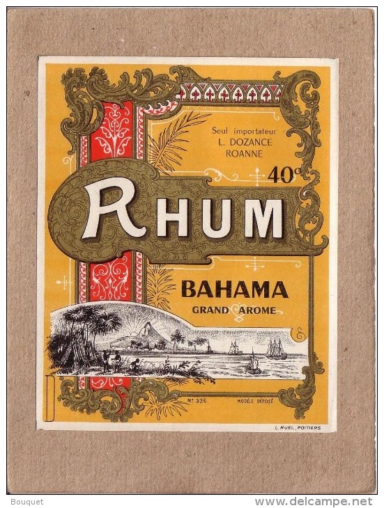 ETIQUETTE - LOIRE - ROANNE - RHUM BAHAMA - L. DOZANCE - 122 X 97 Mm - Rhum