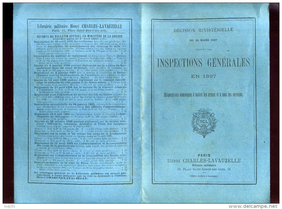 - INSPECTIONS GENERALES EN 1897 . DISPOSITIONS COMMUNES A TOUTES LES ARMES ET A TOUS LES SERVICES . - Other & Unclassified