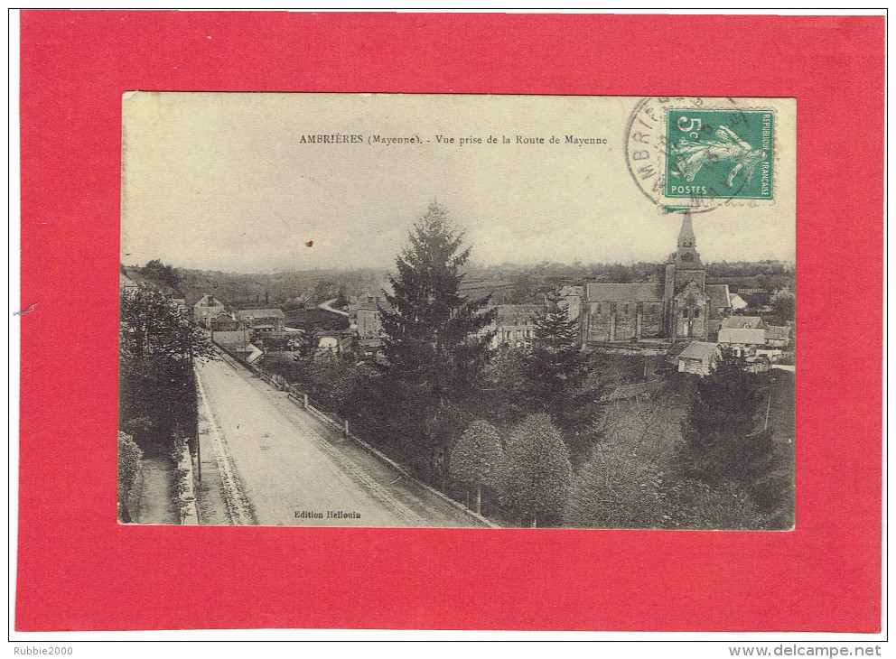 AMBRIERES 1913 VUE PRISE DE LA ROUTE DE MAYENNE CARTE EN TRES BON ETAT - Ambrieres Les Vallees