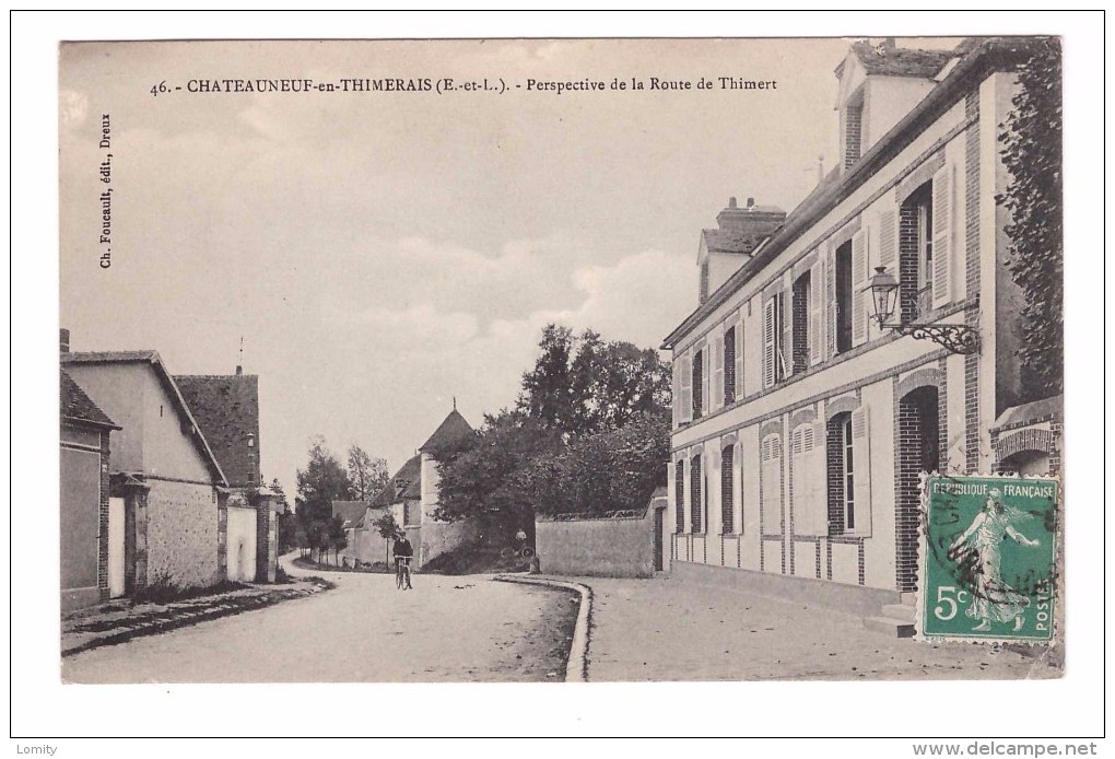 28 Chateauneuf En Thimerais Carte RARE Perspective De La Route De Thimert Cachet 1911 - Châteauneuf