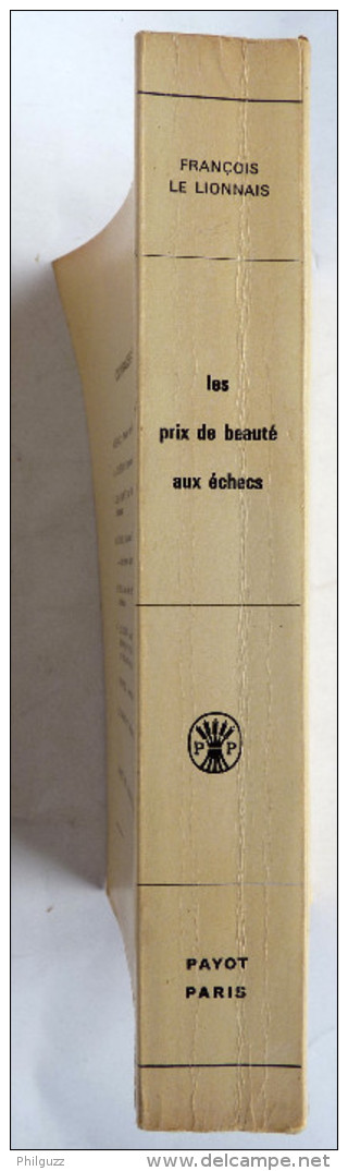 LIVRE PRIX DE BEAUTE AUX ECHECS - F LE LIONNAIS - Payot 1970 - Juegos De Sociedad