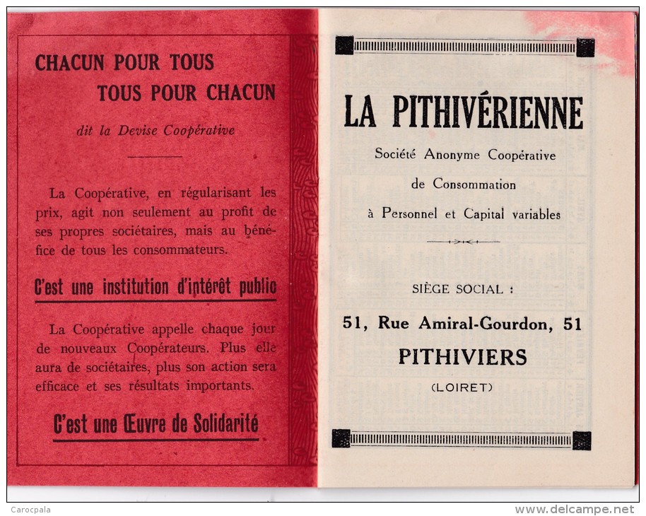 Calendrier 1934 : Agenda Magasin La Pithivérienne à Pithiviers Dans Le Loiret - Klein Formaat: 1921-40