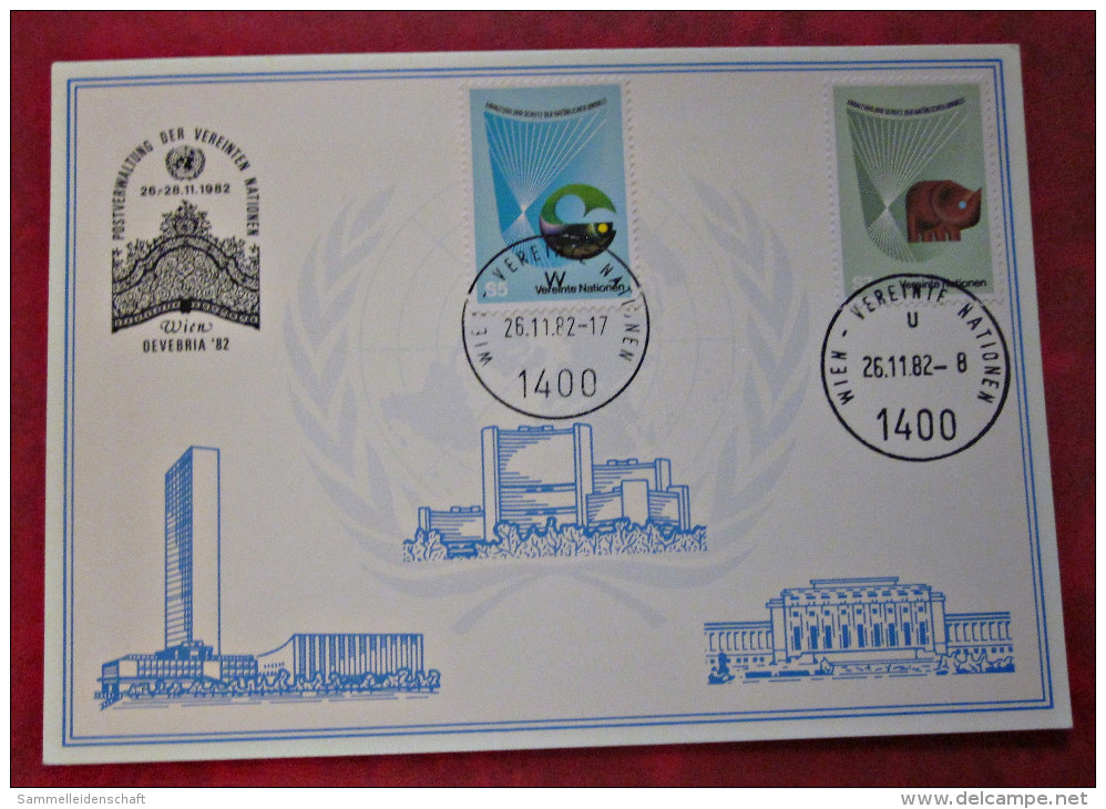 Vereinte Nationen UNO 1982 Karte Wien Briefmarken Satz - UNO