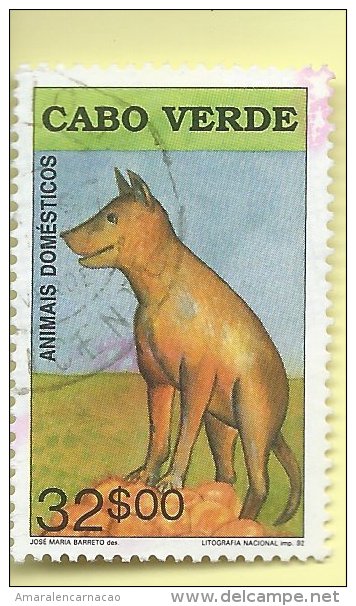 TIMBRES - STAMPS - CAPE VERDE / CAP VERT - 1992 - FAUNE - ANIMAUX  DOMESTIQUE - CHIEN- TIMBRE OBLITERÉ - Cape Verde