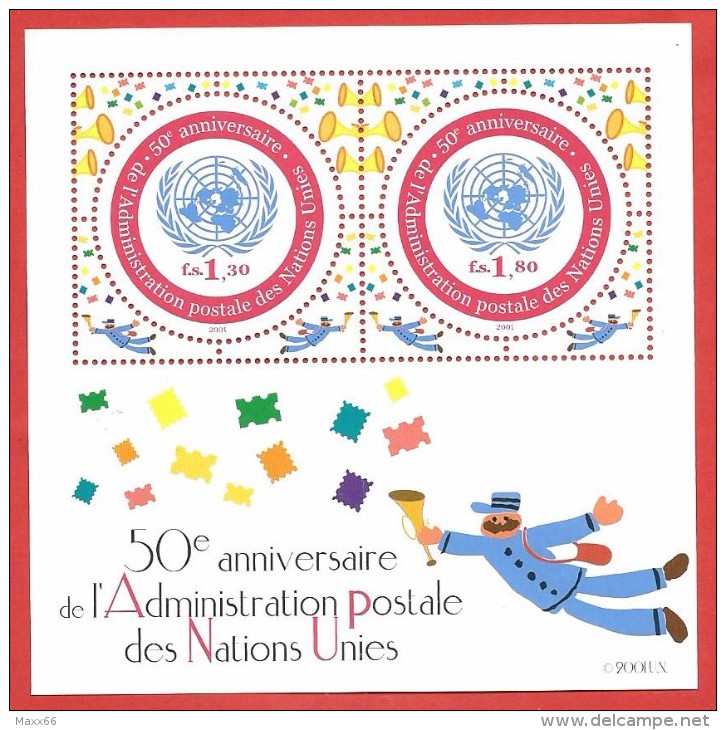 ONU - NAZIONI UNITE GINEVRA MNH - 2001 - 50° Anniversary UN Postal Administration - 1,30 + 1,80 Fr. - Michel NT-GE BL16 - Blocs-feuillets