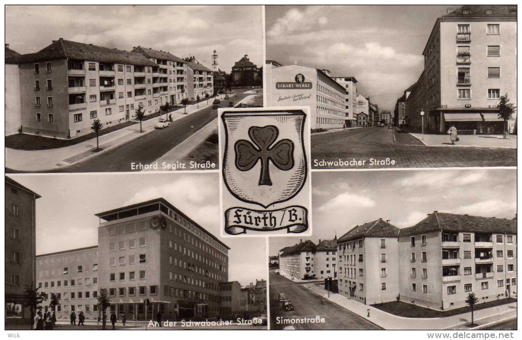 AK Fürth /B. -mit Erhard Segitz Straße, Schwabacher Str. Simonstr., An Der Schwabacher Str. -selten !!! - Fürth