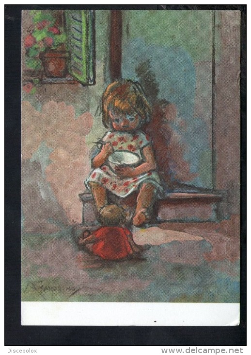 D3087 STUDIUM CHRISTI:  ILLUSTRAZIONE A. ZANDRINO CON CITAZIONE SALMI: BAMBINI ENFANT FILLE CHILDREN - ILLUSTRATION - Zandrino