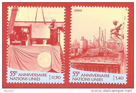 ONU - NAZIONI UNITE GINEVRA MNH - 2000 - 55° Anniversario ONU - 0,90 + 1,40 Fr. - Michel NT-GE 391-392 - Unused Stamps